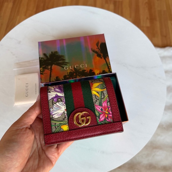 Gucci GG Supreme Mini Wallet Ophidia Floral Print / Web Stripe / New / Full Set - Picture 6 of 16